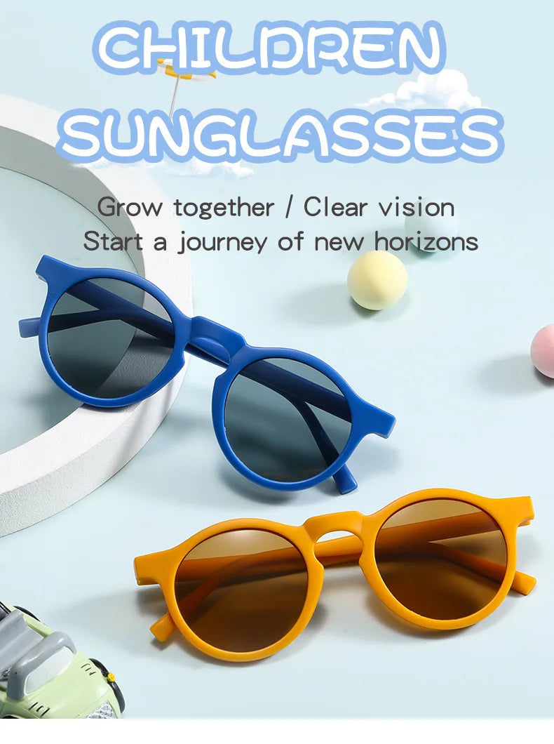 New Children Vintage Frosted Round Outdoor Sun Protection Sunglasses Baby Girls Acrylic UV400 Sunglasses Kids Fashion Glasses