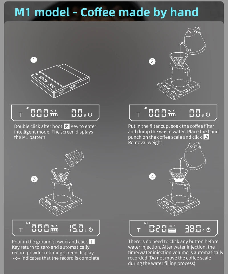 AliKisscafe Coffee Scale Digital Weight Electronic Kitchen Measuring Scales 0.1g High Precision Espresso Accessory Barista Tool
