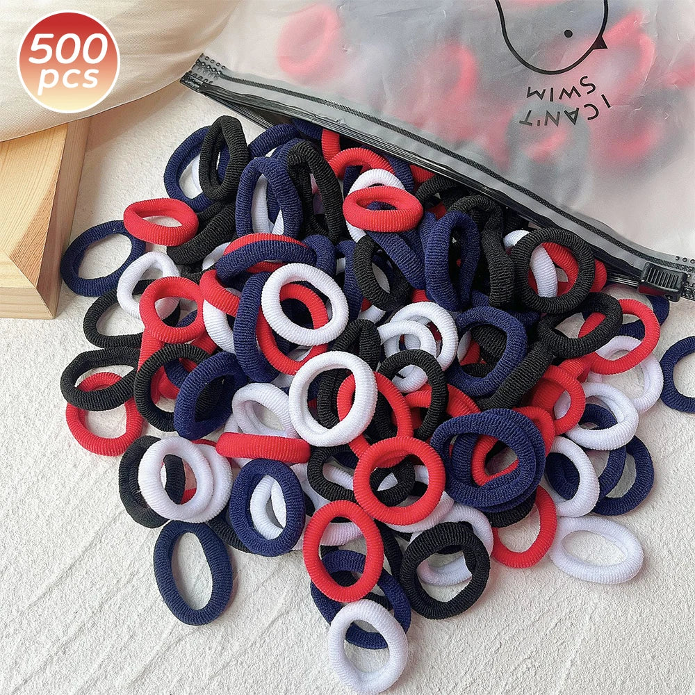 100/300/500 pcs Girls Colorful Elastic Hair Bands Ponytail Hold Hair Tie Rubber Bands Scrunchie Hair Accessories Bands for Girls