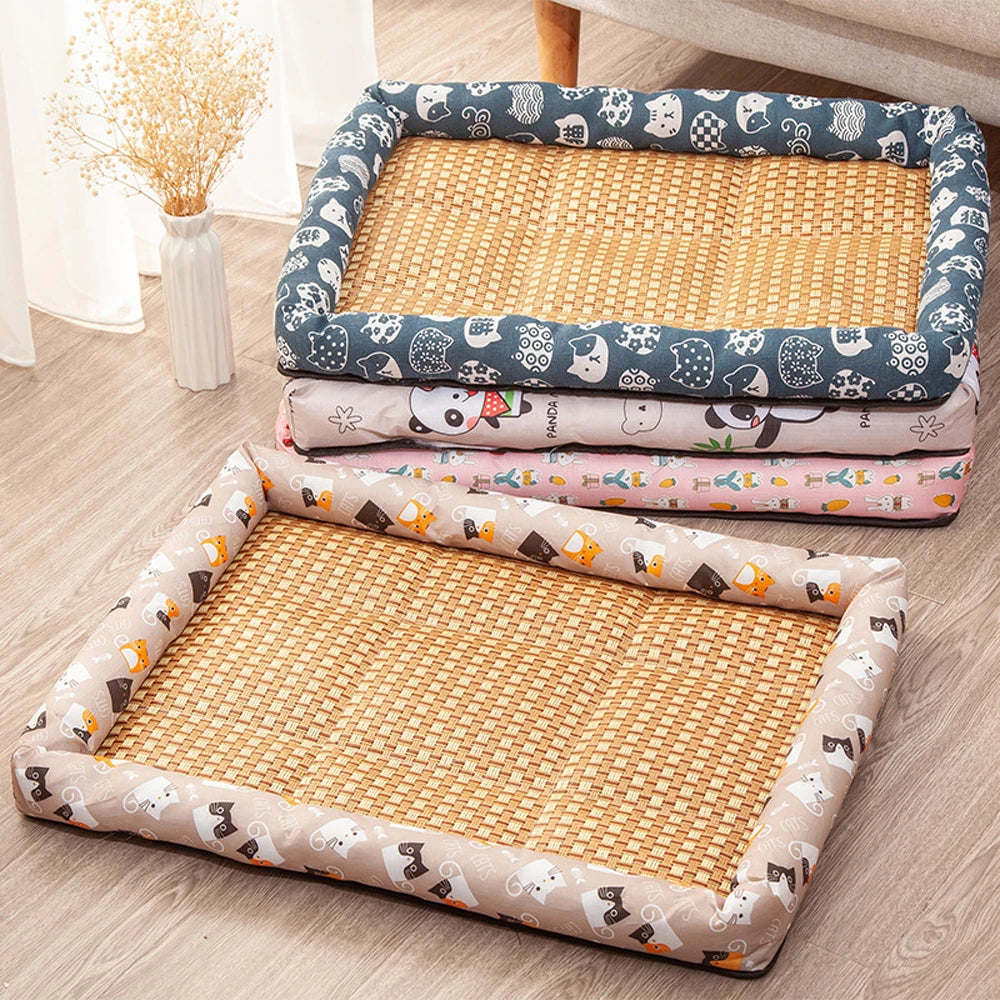 Pet Cat Mat Summer Dog Sleeping Mat Cooling Pet Puppy Kennel Antislip Breathe Neck Support Small Cat Bed Accessories