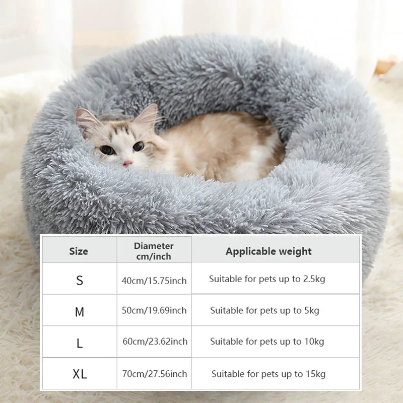 40-70CM Long Plush Winter Beds for Dogs & Cats, Home Plush Pet Nest, Soft Sofa Cushion Mats,Dog Kennel House, Warm Round Pet Bed