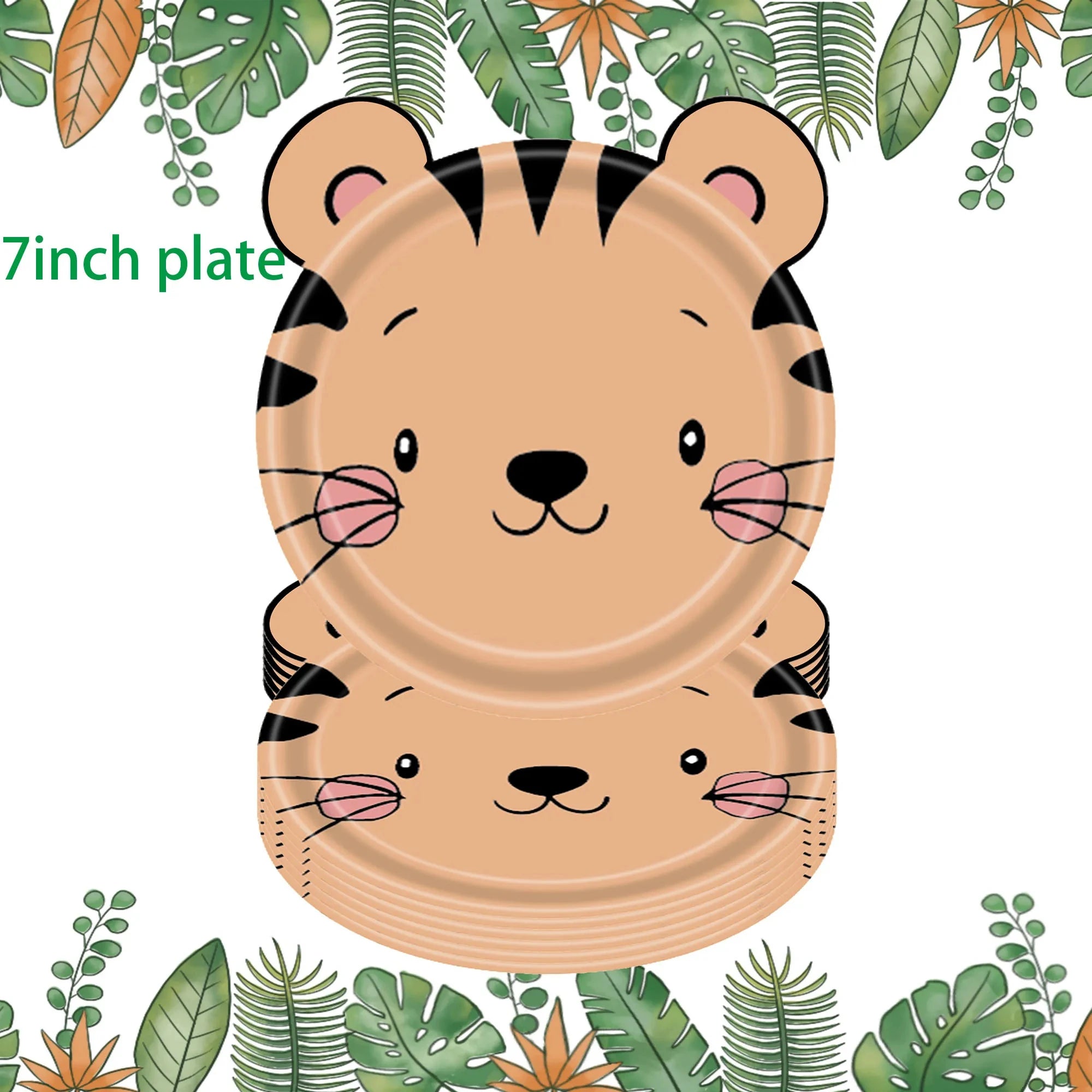 Jungle Animals Disposable Tableware Sets Lion Elephant Tiger Hippo Tablecloth Cups Plate Kids Birthday Safari Party Decoration