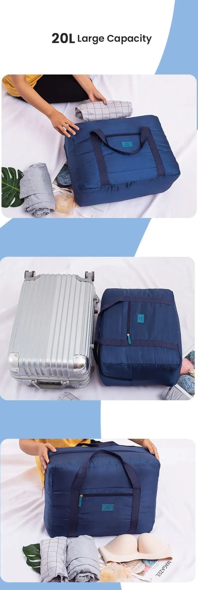 Fashion Travel Duffel Bag Lightweight Foldable Travel Bag for Women and Men Tote Carry On Luggage Bag Weekender Overnight Bag