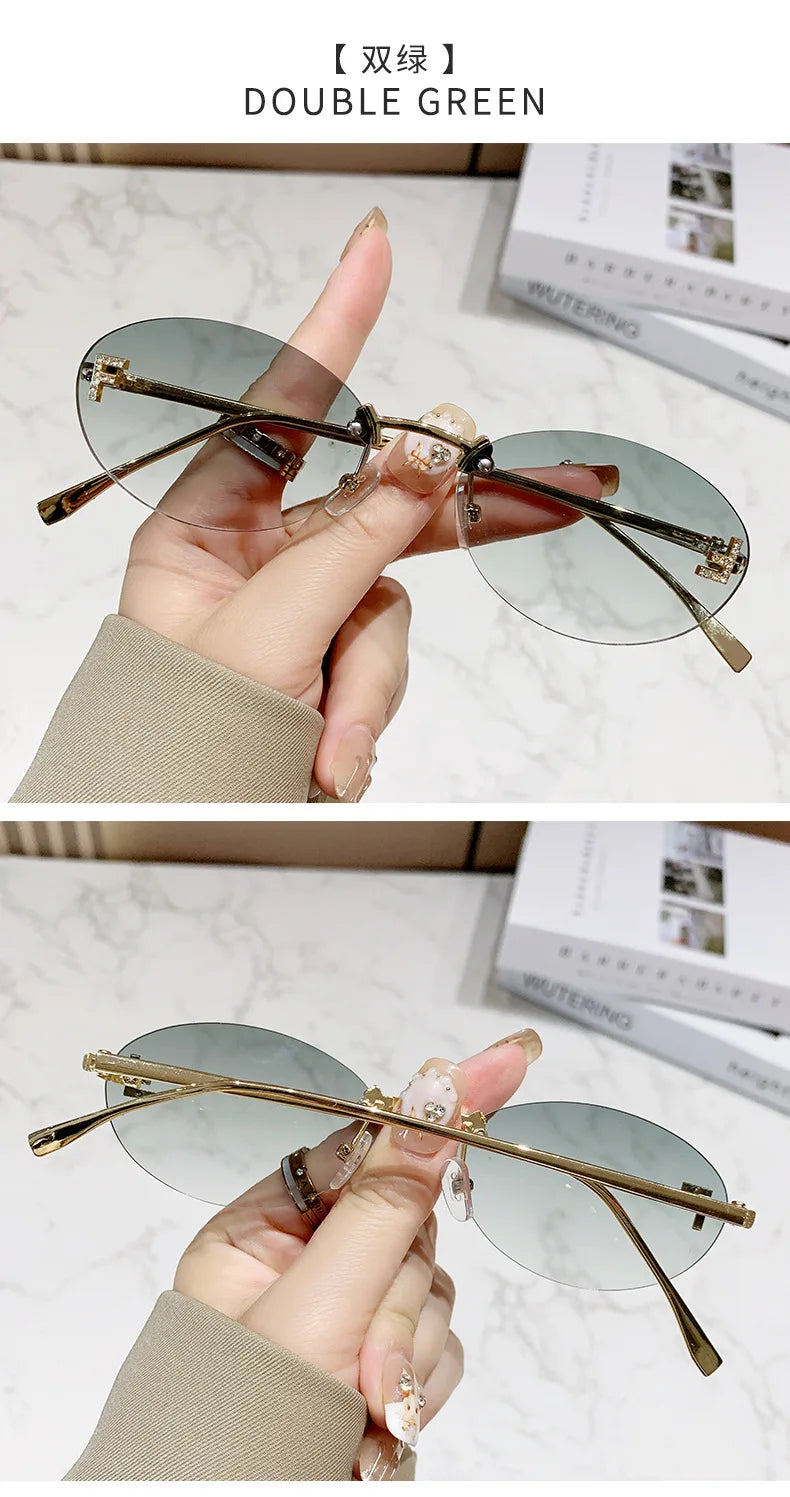 European and American fashionable frameless metal sunglasses