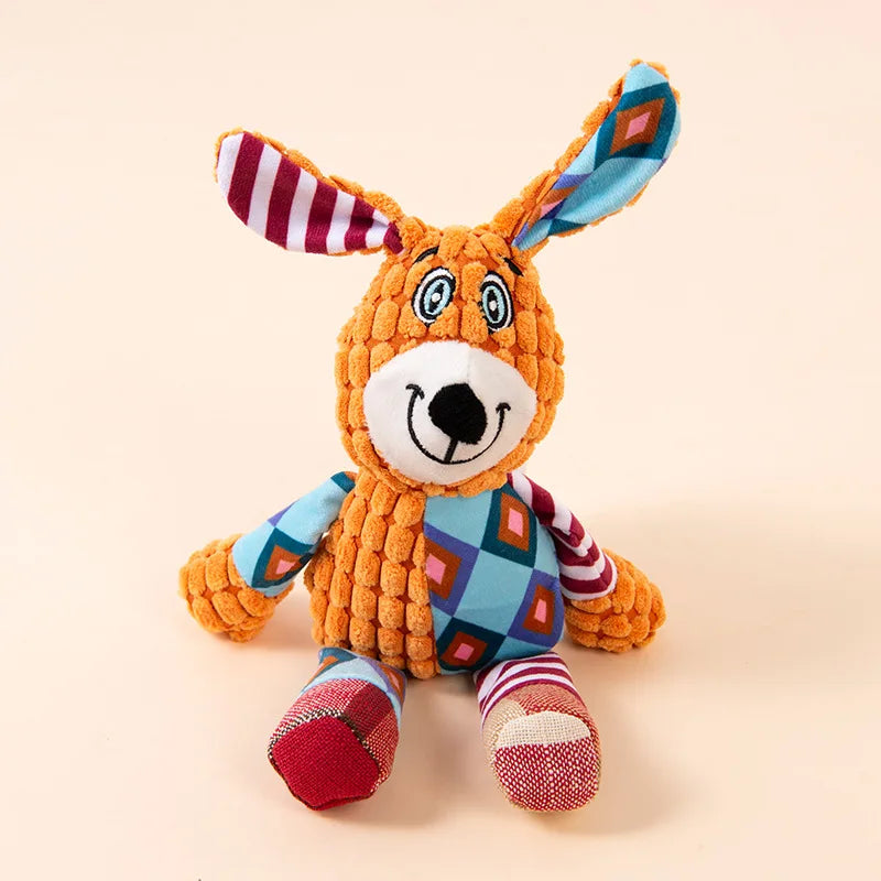 Pet Plush Toy Cat Dog Interactive Teething Toy Animals Bite Resistant Interactive Squeaky Pet Dog Teeth Cleaning Chew Toy
