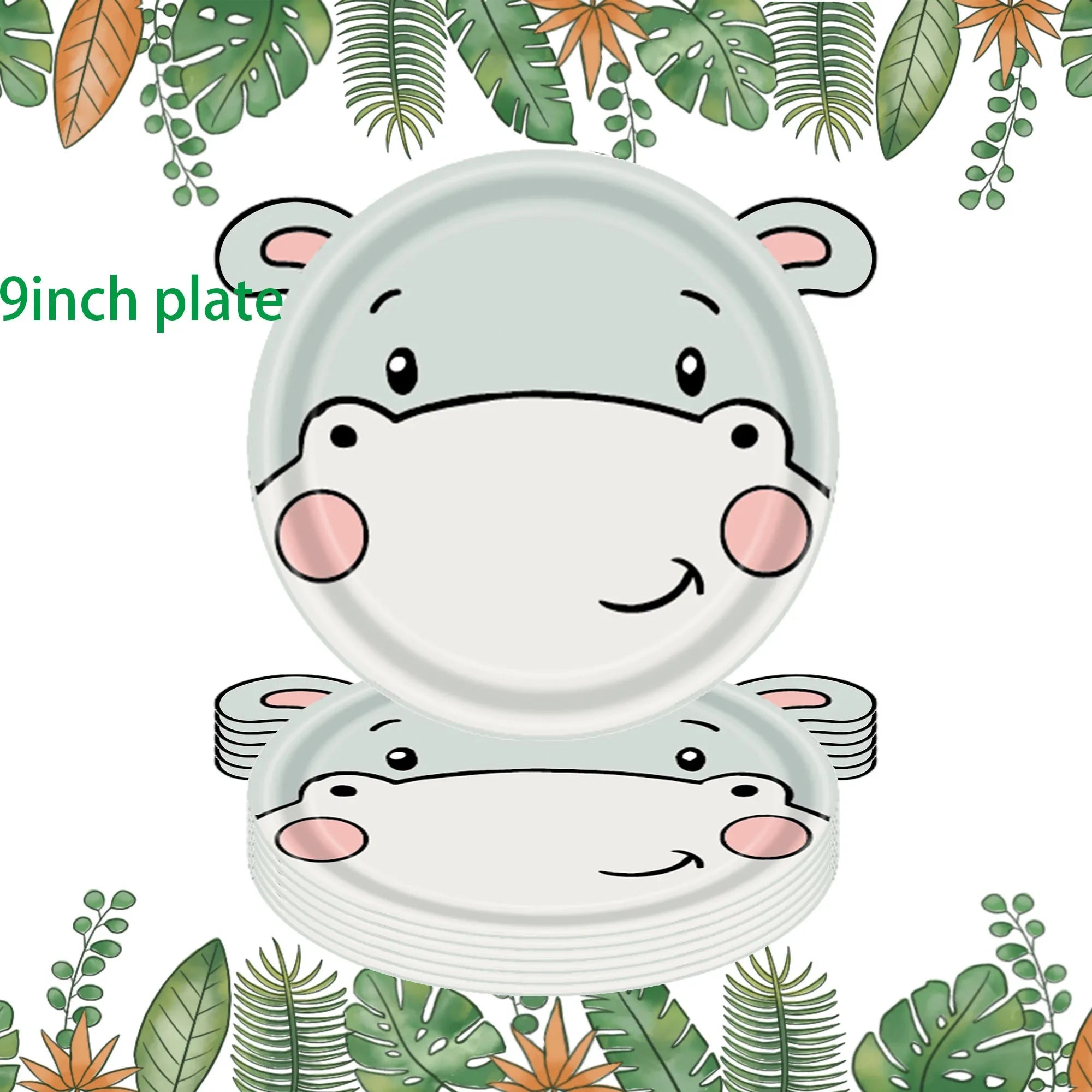 Jungle Animals Disposable Tableware Sets Lion Elephant Tiger Hippo Tablecloth Cups Plate Kids Birthday Safari Party Decoration