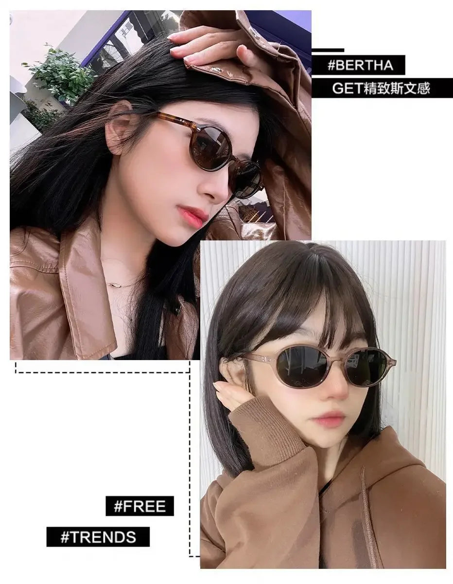 Retro Small Oval Sunglasses Women Men Rivets Shades Fashion Eyewear Luxury Sun Glasses UV400  Female
