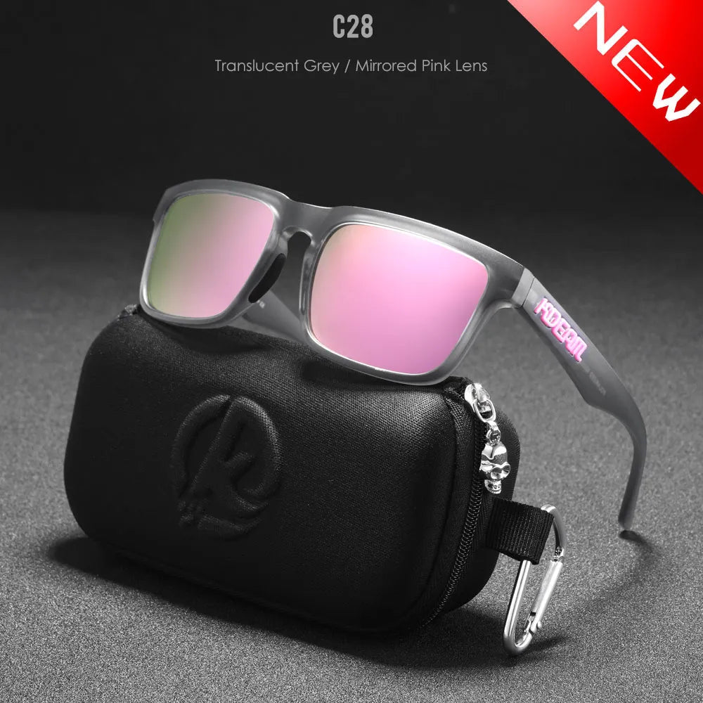 New KDEAM Brand High Quality Men Square Sunglasses Colors Sports Polarized Sun Glasses Reflective Coating Mirrored Lens UV400