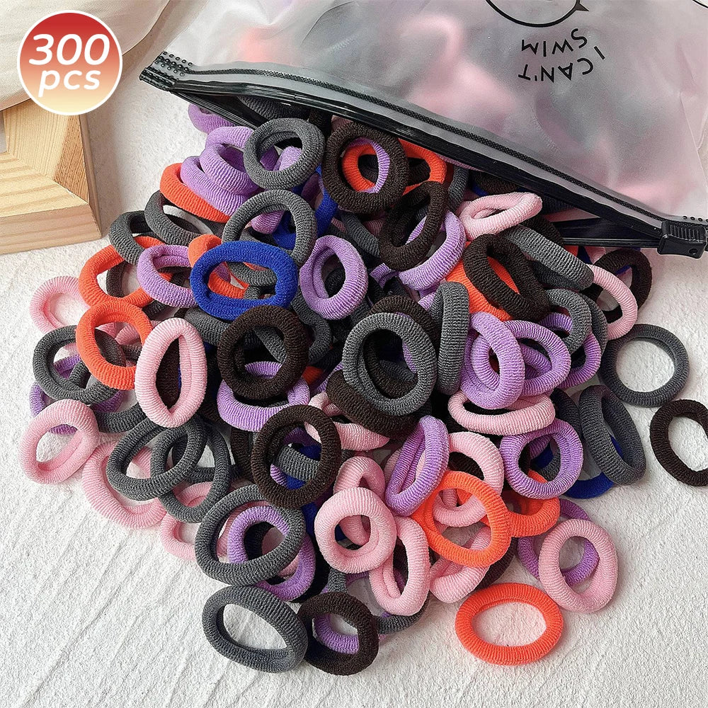 100/300/500 pcs Girls Colorful Elastic Hair Bands Ponytail Hold Hair Tie Rubber Bands Scrunchie Hair Accessories Bands for Girls