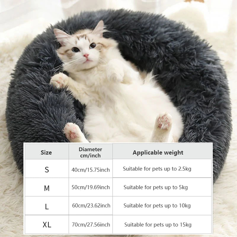 40-70CM Long Plush Winter Beds for Dogs & Cats, Home Plush Pet Nest, Soft Sofa Cushion Mats,Dog Kennel House, Warm Round Pet Bed