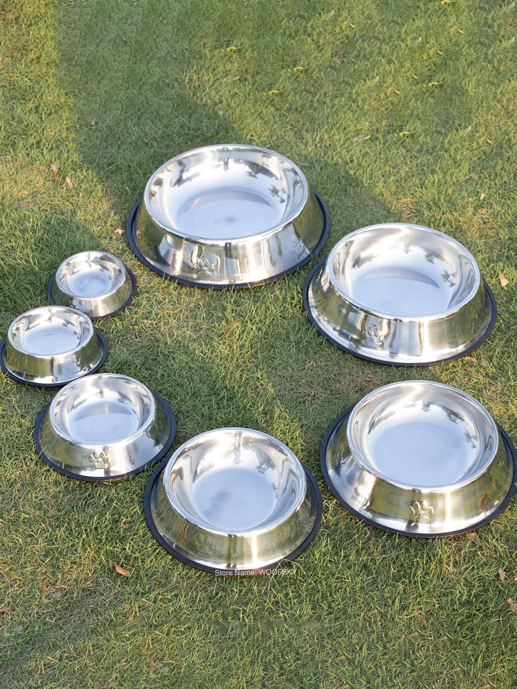 Stainless Steel Pet Dog Bowl Feeder Skidproof Anti-ant Shape Cat Dog Bowls Food Accessories Pet Supplies 7 Sizes