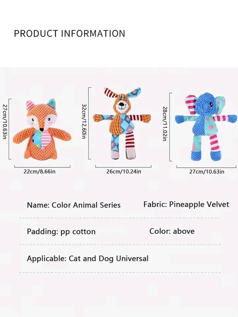 Pet Plush Toy Cat Dog Interactive Teething Toy Animals Bite Resistant Interactive Squeaky Pet Dog Teeth Cleaning Chew Toy