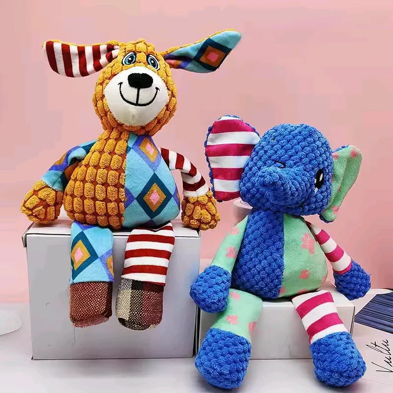 Pet Plush Toy Cat Dog Interactive Teething Toy Animals Bite Resistant Interactive Squeaky Pet Dog Teeth Cleaning Chew Toy