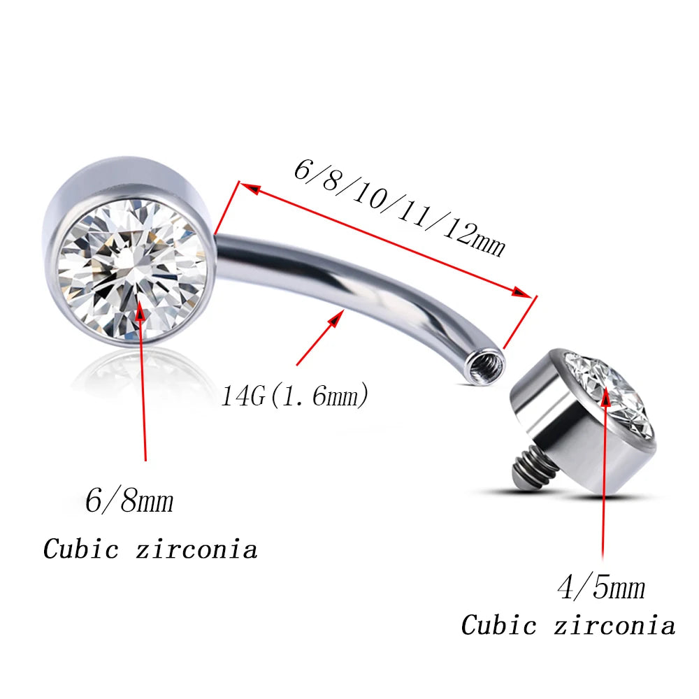 G23 Titanium Button Rings Body Piercing Jewellery Premium Stone Belly Fashion Navel Piercing Ring Jewelry for Women Wholesal