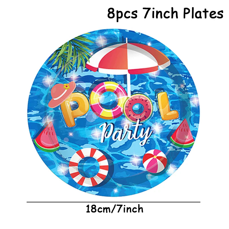 Tropical Party Disposable Tableware Set Plates Cups Napkins Hawaiian Birthday Party Supplies Summer Pool Aloha Luau Party Decor