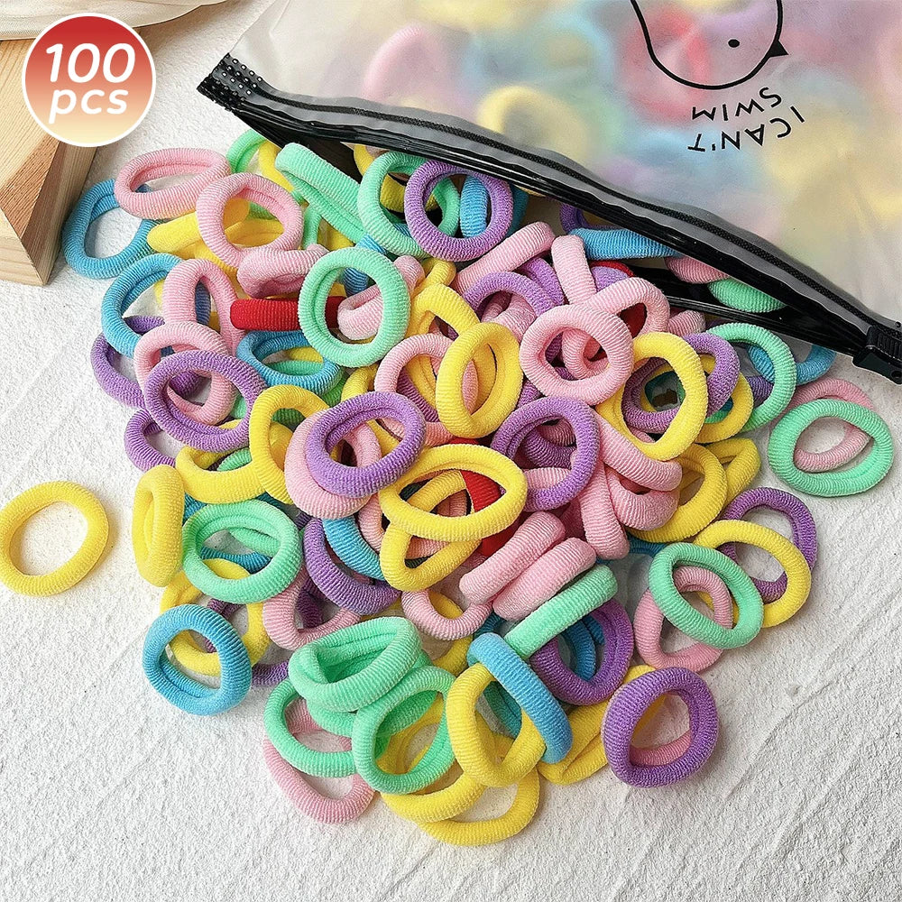 100/300/500 pcs Girls Colorful Elastic Hair Bands Ponytail Hold Hair Tie Rubber Bands Scrunchie Hair Accessories Bands for Girls