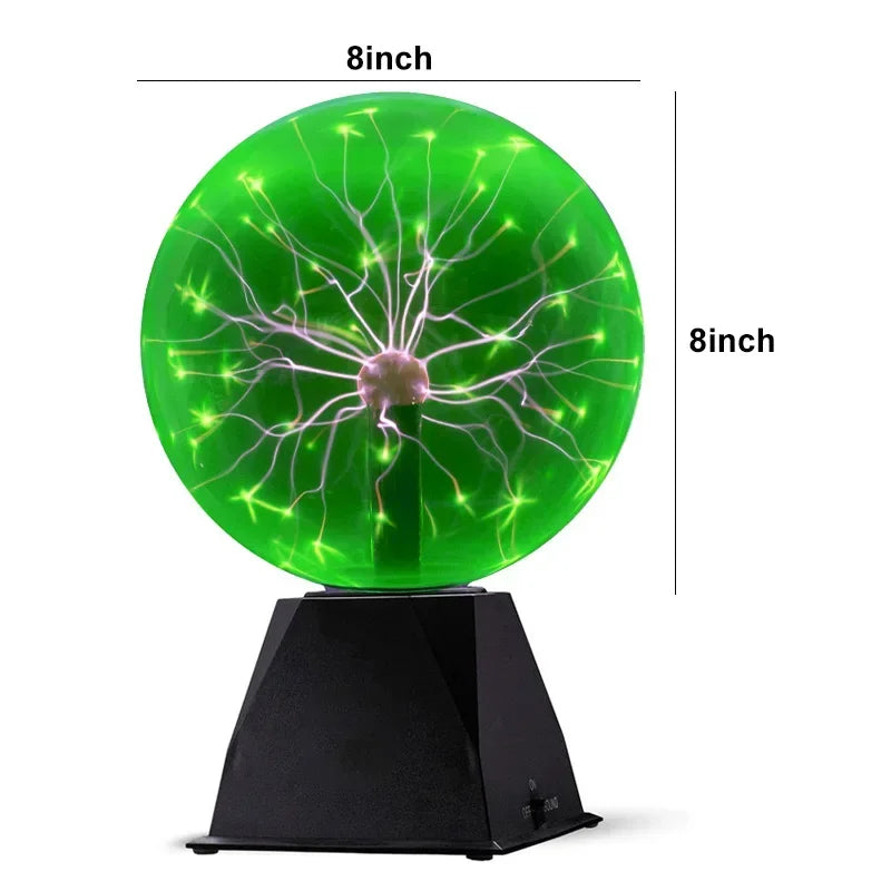 8 Inch Sound Control Magic Plasma Ball Lamp LED Night Light Atmosphere Touch Glass Plasma Light Christmas Party Decor Lighting