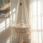 New Pet Hammock Cat Swing Hand Woven Cotton Rope Hanging Basket for Indoor Cats Kitten Cozy Nest Pets Supplies