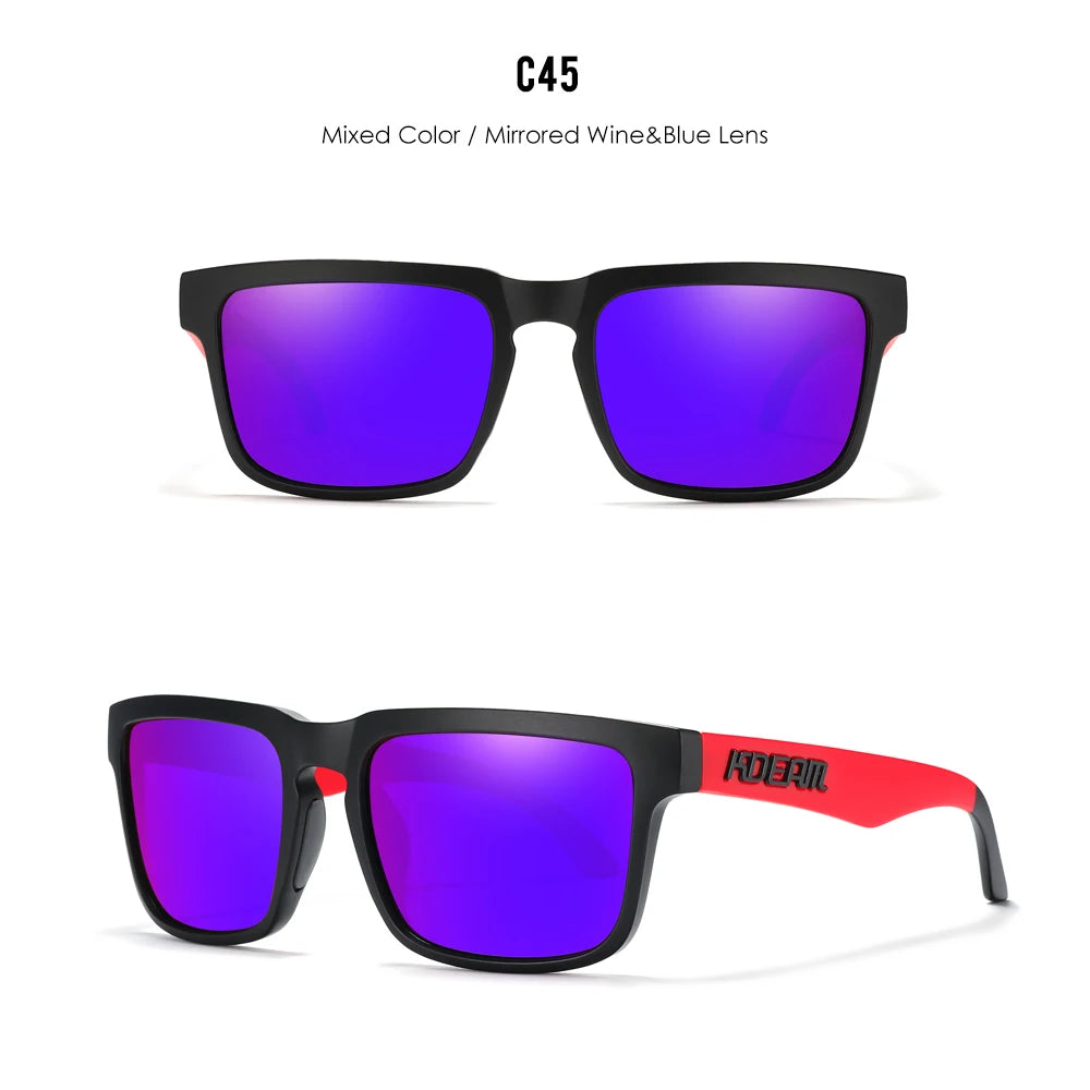 KDEAM Men's Polarized Sunglasses Square Casual Outdoors Sun Glasses Women Unisex Sunglass For Couple With Zipper Case