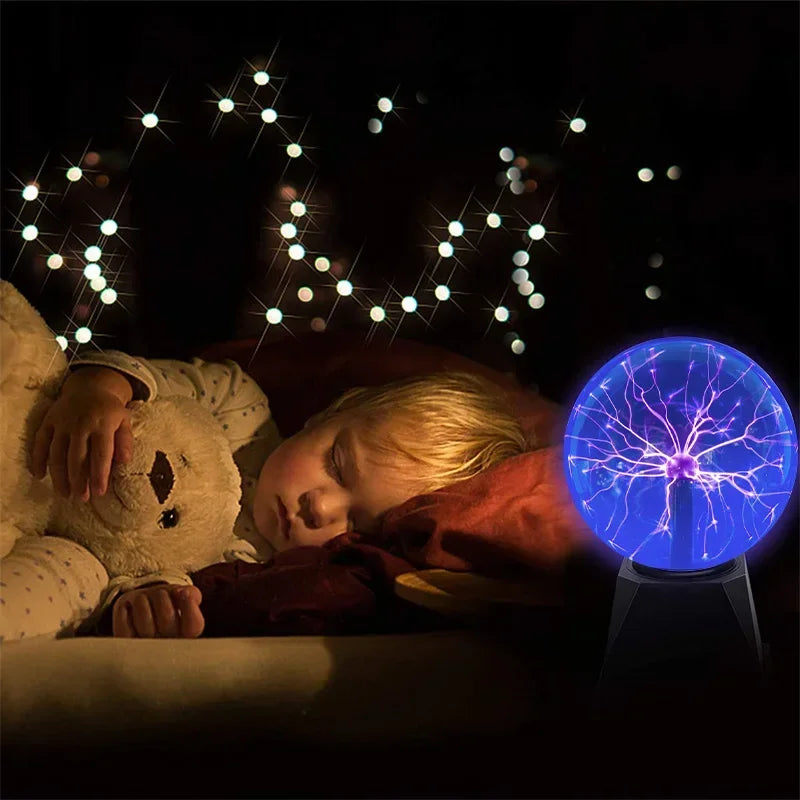 8 Inch Sound Control Magic Plasma Ball Lamp LED Night Light Atmosphere Touch Glass Plasma Light Christmas Party Decor Lighting