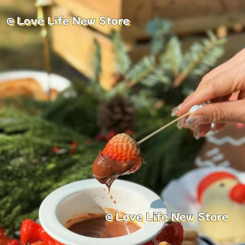 130ml Chocolate Fondue Cup European Candle Cup Ceramic Mug Heating Food Cheese Creative Coffee Mug With Fork Christmas Party