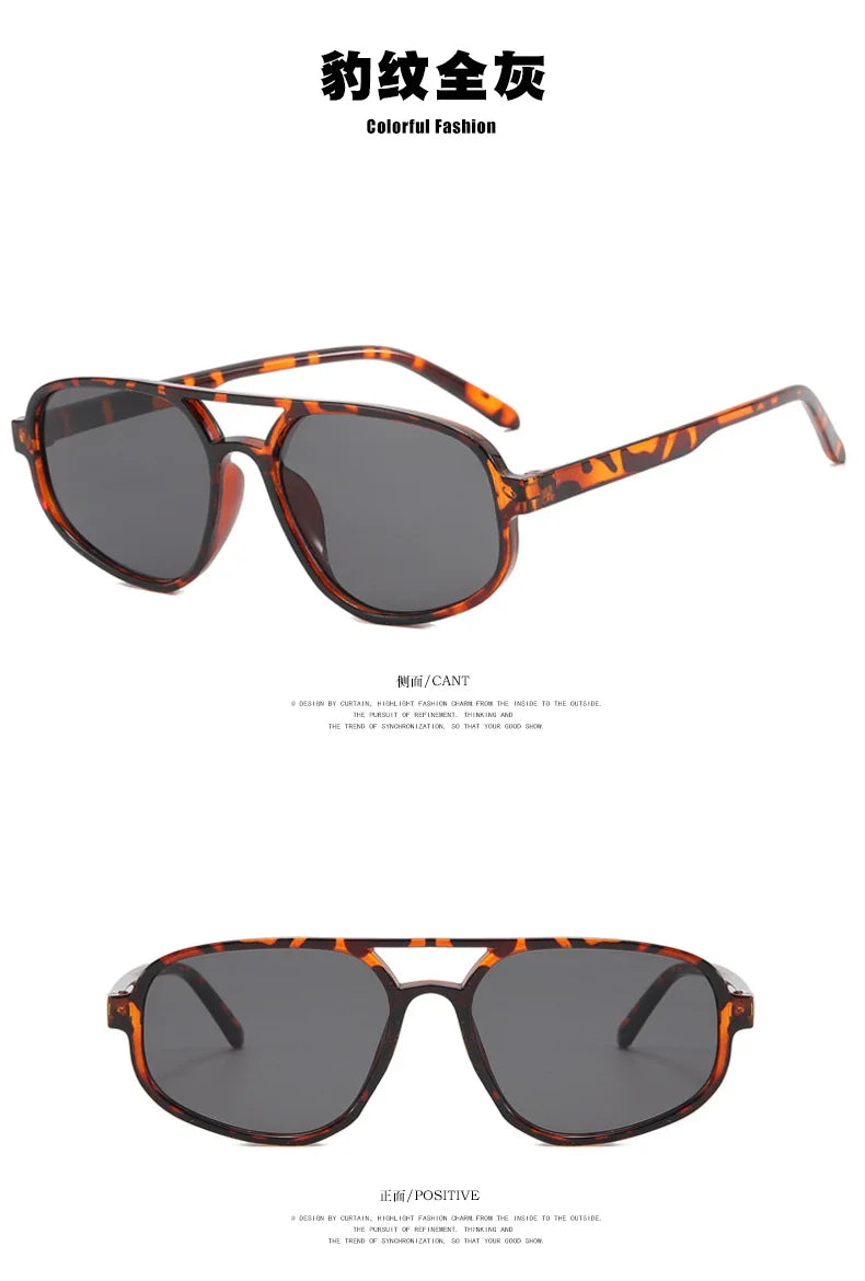 New Retro Double Bridge Sunglasses Men's Fashion Simple Light Cat Eye Women Sun Glasses Ins Trending Shades UV400