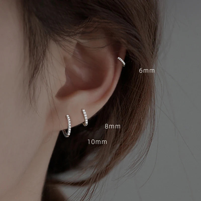 925 Sterling Silver Round Zirconia Earrings Simple Style Charming Women Earrings Birthday Gift for Friends Fine Jewellery