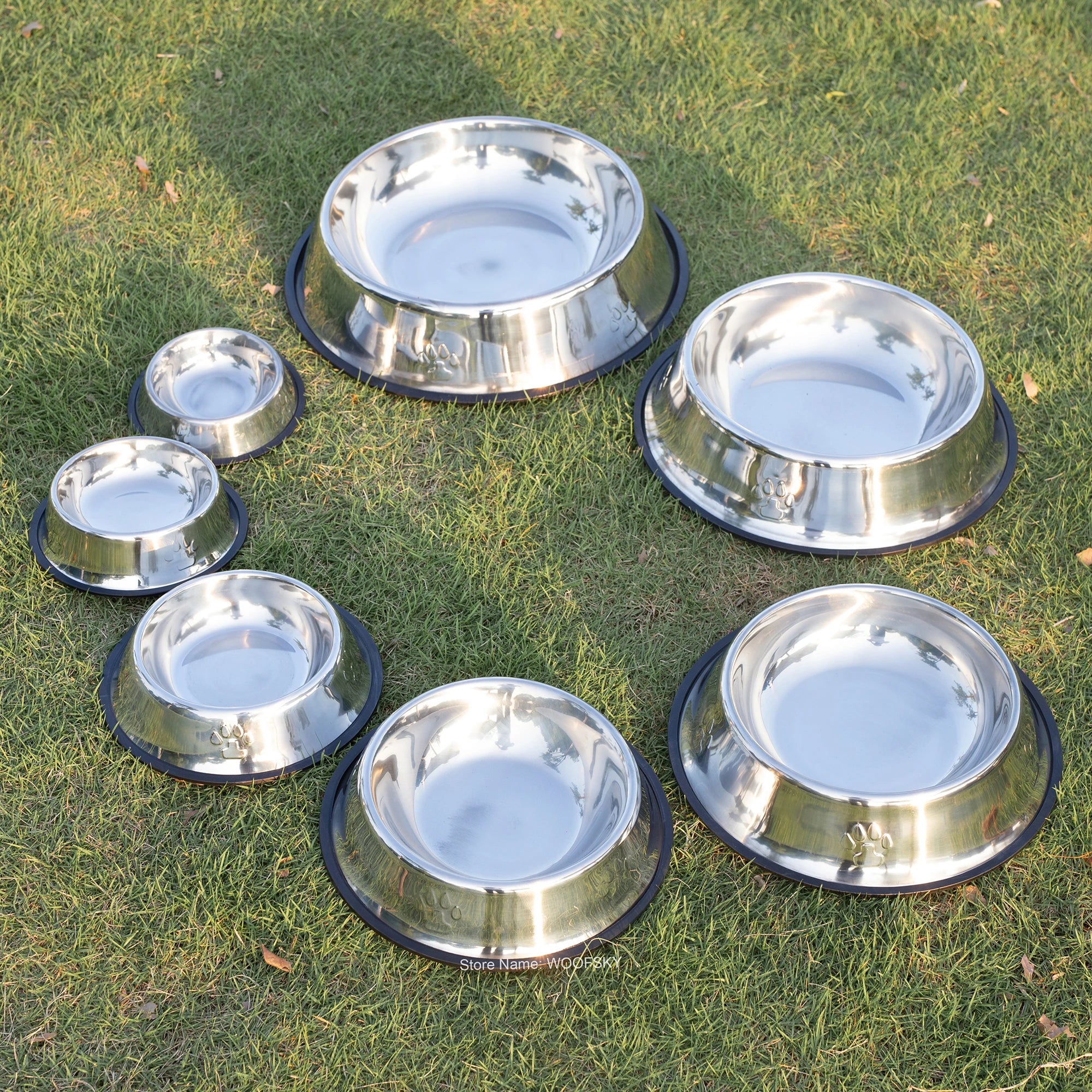 Stainless Steel Pet Dog Bowl Feeder Skidproof Anti-ant Shape Cat Dog Bowls Food Accessories Pet Supplies 7 Sizes