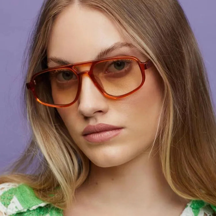 New Retro Double Bridge Sunglasses Men's Fashion Simple Light Cat Eye Women Sun Glasses Ins Trending Shades UV400