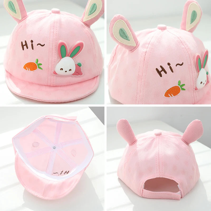 Cartoon Bear Ear Baby Baseball Cap Summer Cotton Peaked Hat for Infant Boy Girl Cute Embroidered Adjustable Kid Sun Hats 아기모자
