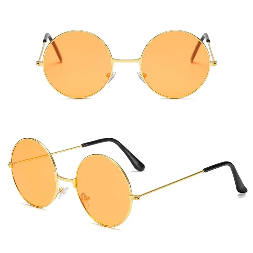 Fashion Retro Round Hippie Sunglasses  for Women Men Trendy Punk Disco Party Glasses Circle Metal UV Protection Sunglasses
