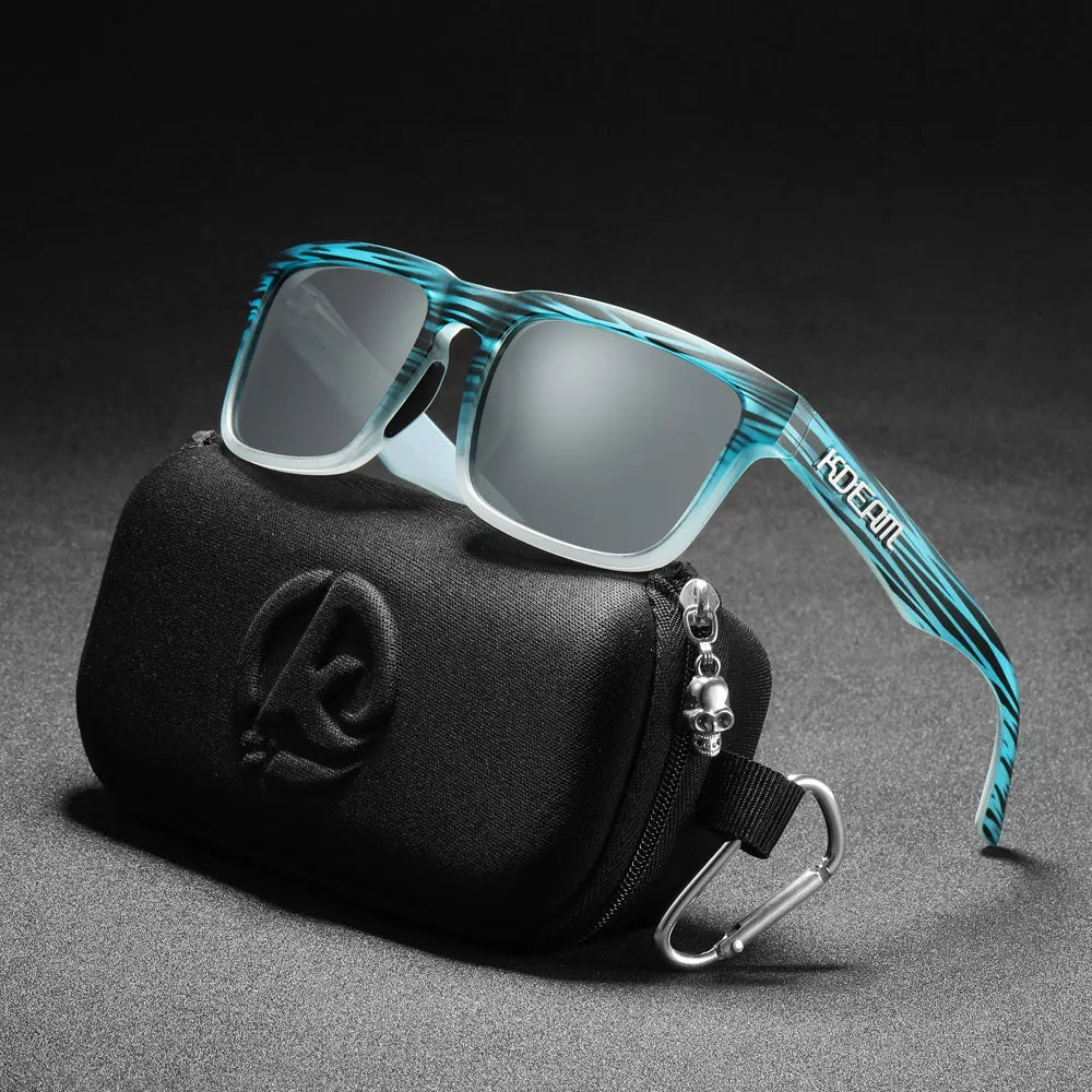 New KDEAM Brand High Quality Men Square Sunglasses Colors Sports Polarized Sun Glasses Reflective Coating Mirrored Lens UV400
