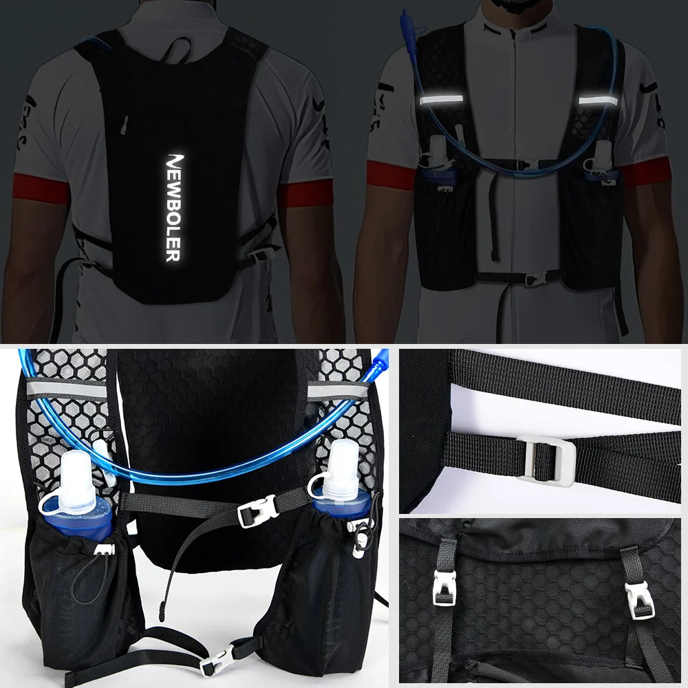 NEWBOLER Breathable Hydration Vest Trail Running Backpacks Lightweight Cycling Run Jogging Marathon Backpack Riding Climbing Bag