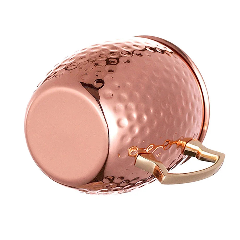 Cocktail Wine Cup Moscow Mule Mug Stainless Steel Hammered Copper Plated Beer Cup Coffee Cup Bar Drinkware for Ramadan