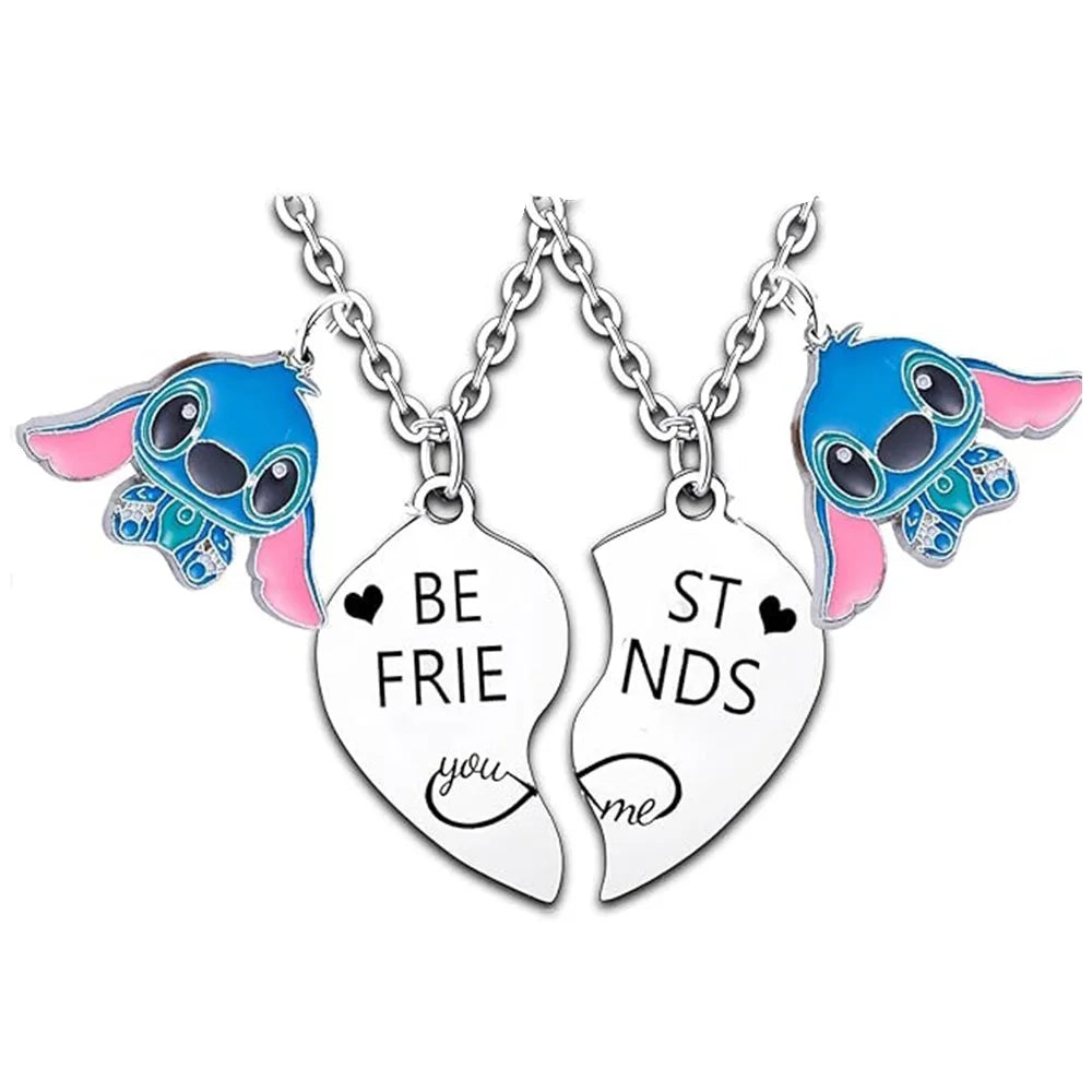 Disney Anime Film Lilo & Stitch Necklace Cute Cartoon Stitch Enamel Pendant Necklaces For Women Jewellery Best Friends Gifts