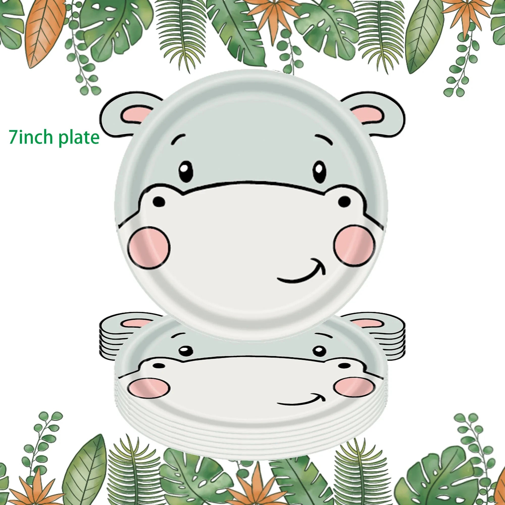 Jungle Animals Disposable Tableware Sets Lion Elephant Tiger Hippo Tablecloth Cups Plate Kids Birthday Safari Party Decoration