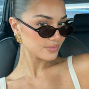 Retro Small Oval Sunglasses Women Men Rivets Shades Fashion Eyewear Luxury Sun Glasses UV400  Female