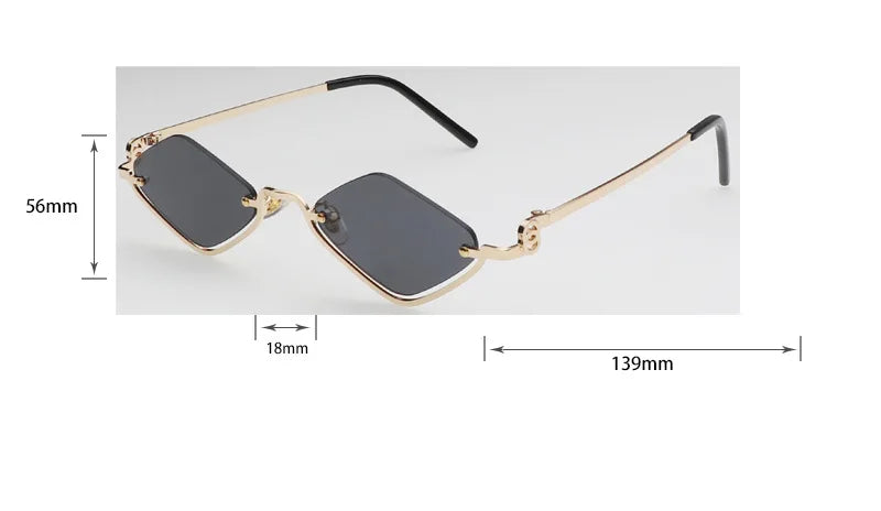 Fashion Small Polygonal Sunglasses Women Luxury Brand Metal Half Frame Sun Glasses Ladies Hipster sexy Cat Eye Shades Vintage
