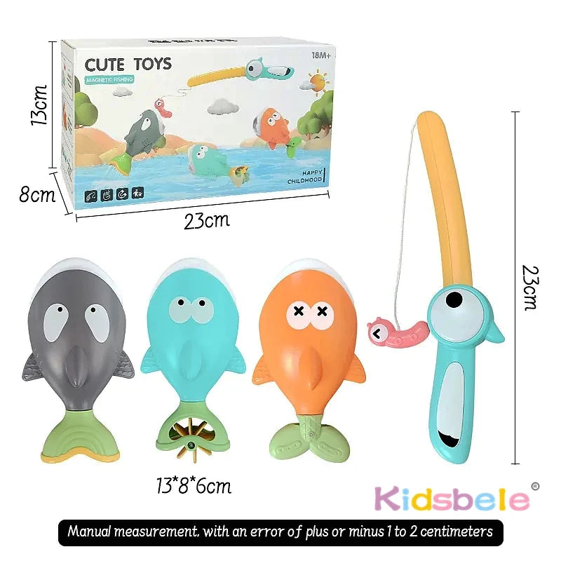 Summer Shark Floating Water Toy Magnetic Fishing Game With Water Effects Kids Pool Bath Toy Fun Colorful Sensory Sprinkling Toy