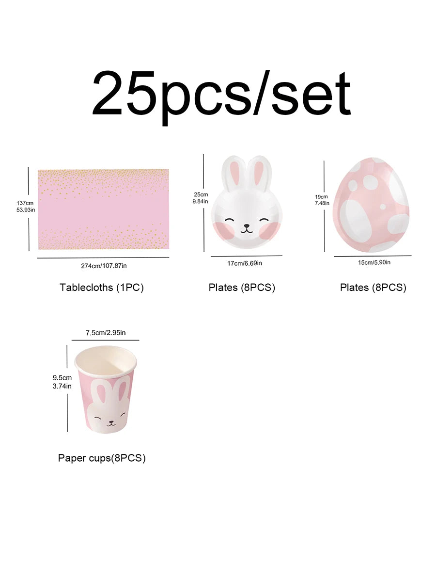 Mori rabbit disposable tableware paper cup dinner plate tablecloth happy birthday party supplies decoration