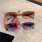 European and American frameless imitation wood grain leg sunglasses for men and women