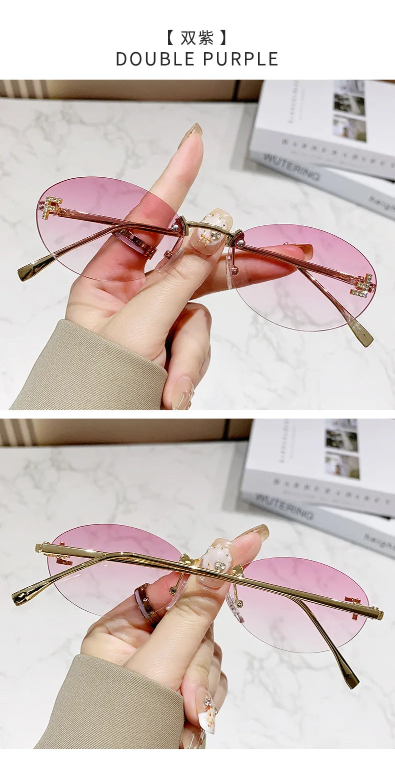 European and American fashionable frameless metal sunglasses