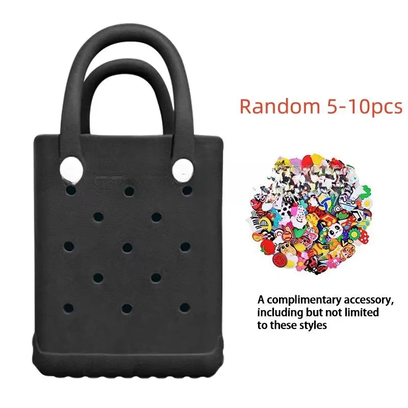 Charms Croc Beach Bag Rubber Waterproof Female Shoulder Handbag Fashion Crossbody Messenger Travel Pool Women Jibz Tote Sac Bag