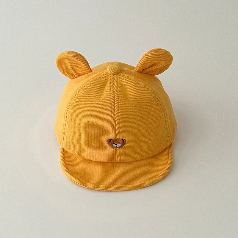 Cartoon Bear Ear Baby Baseball Cap Summer Cotton Peaked Hat for Infant Boy Girl Cute Embroidered Adjustable Kid Sun Hats 아기모자