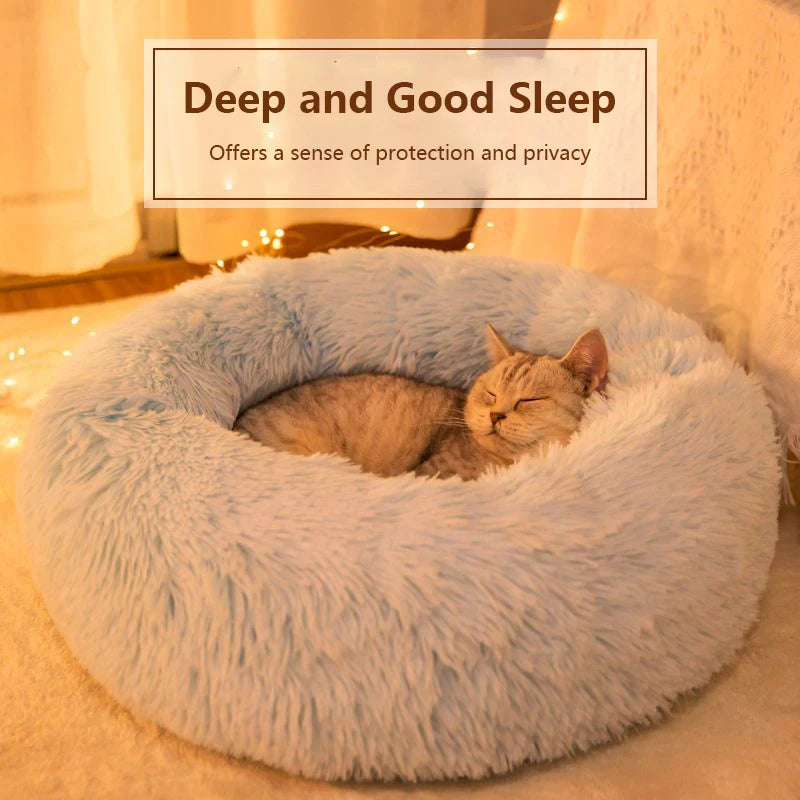 40-70CM Long Plush Winter Beds for Dogs & Cats, Home Plush Pet Nest, Soft Sofa Cushion Mats,Dog Kennel House, Warm Round Pet Bed