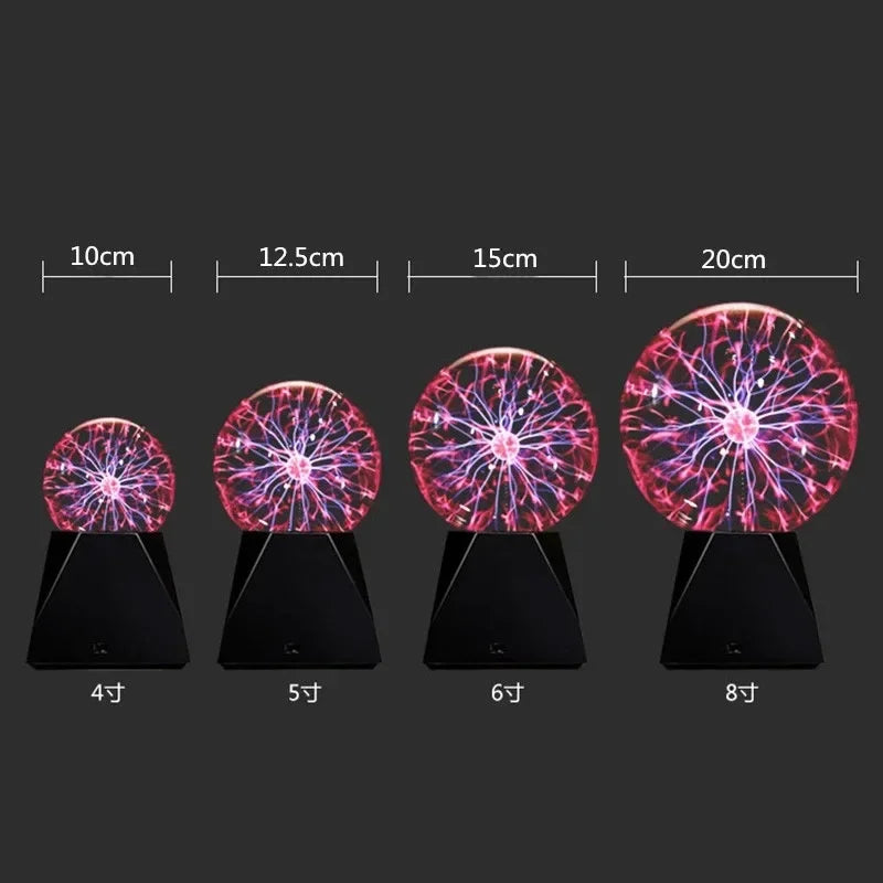 8 Inch Sound Control Magic Plasma Ball Lamp LED Night Light Atmosphere Touch Glass Plasma Light Christmas Party Decor Lighting