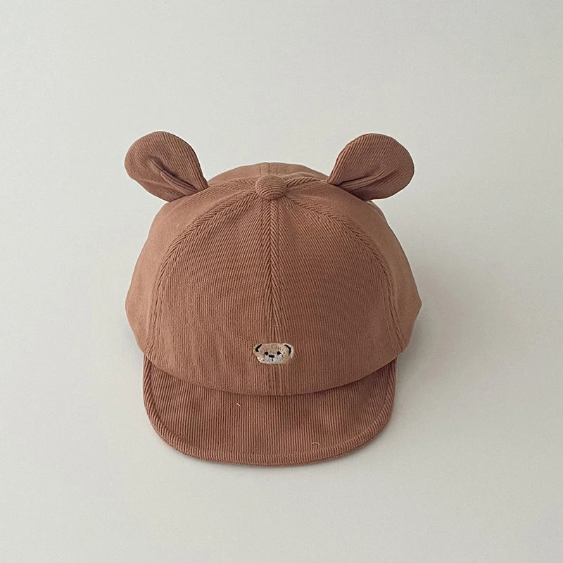 Cartoon Bear Ear Baby Baseball Cap Summer Cotton Peaked Hat for Infant Boy Girl Cute Embroidered Adjustable Kid Sun Hats 아기모자