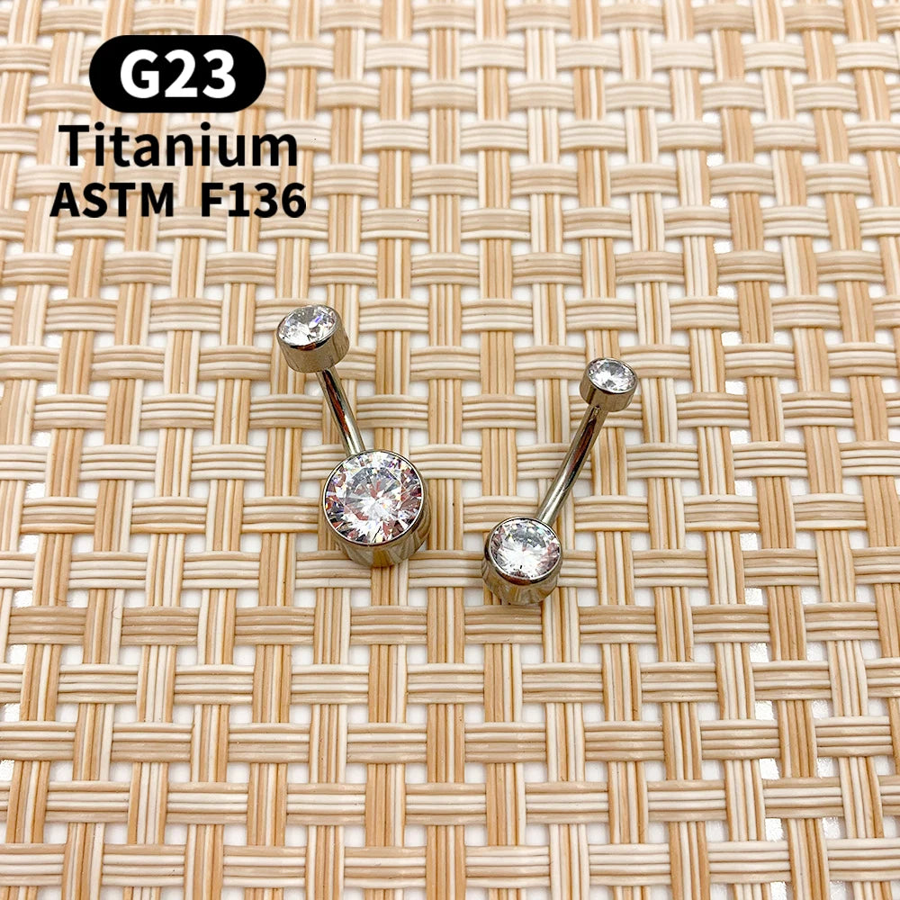 G23 Titanium Button Rings Body Piercing Jewellery Premium Stone Belly Fashion Navel Piercing Ring Jewelry for Women Wholesal