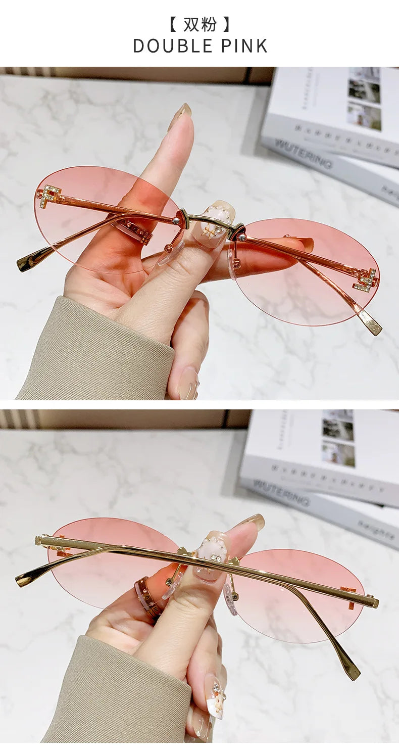 European and American fashionable frameless metal sunglasses