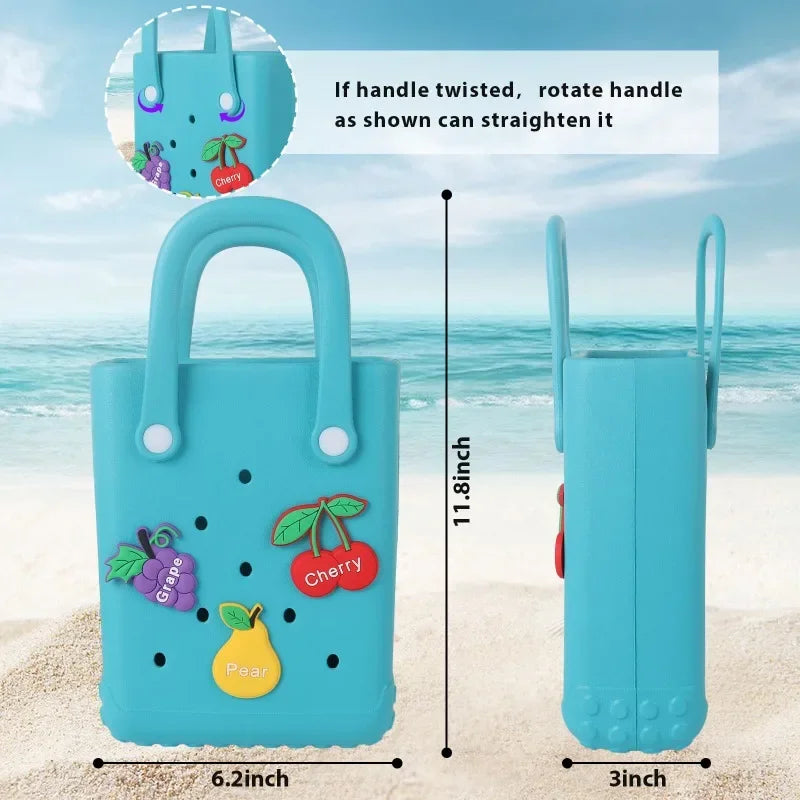 Charms Croc Beach Bag Rubber Waterproof Female Shoulder Handbag Fashion Crossbody Messenger Travel Pool Women Jibz Tote Sac Bag